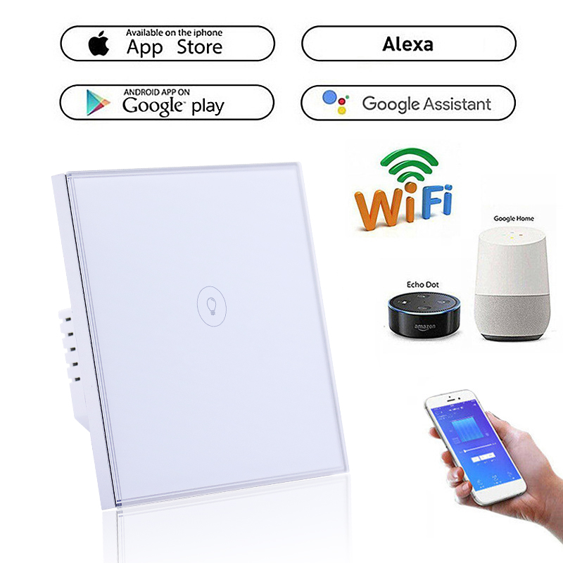 no neutral zigbee eu uk standard white wifi smart light switch compatible with google home 1 gang switch