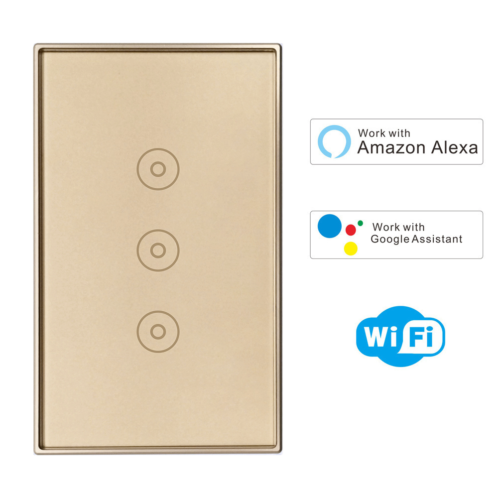 Zigbee multi way 3 gang white au certified tuya smart life touch glass switch 