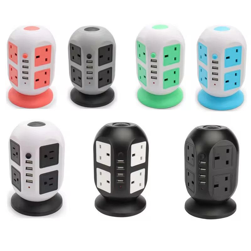 Hot Sale Two Layer  Black And White Round Type Tower Socket