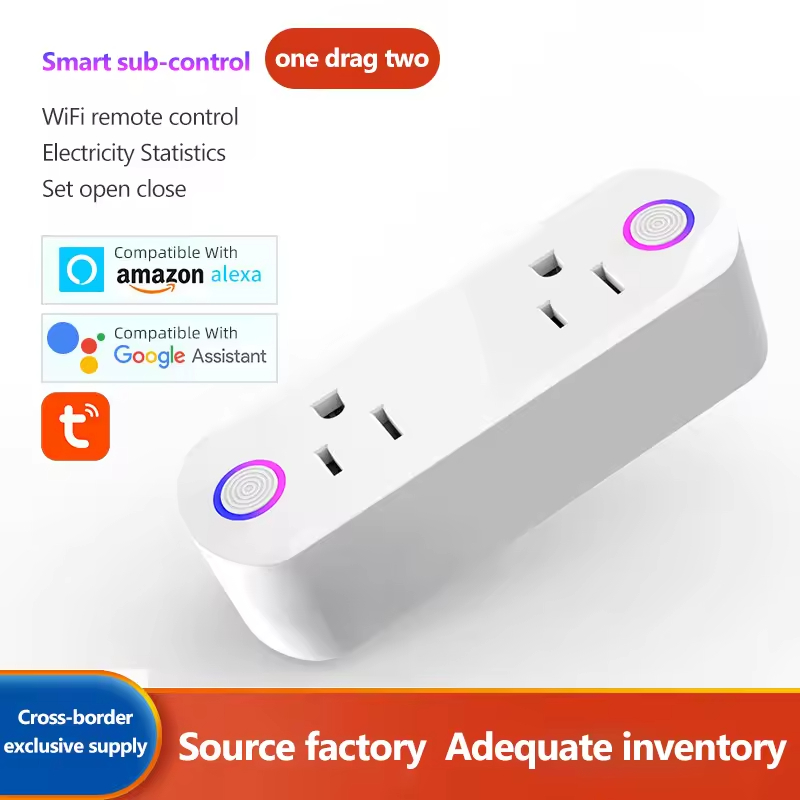 2 in 1 US standard separately control alexa google wall Timer function 16A wifi universal smart plug for for aircon