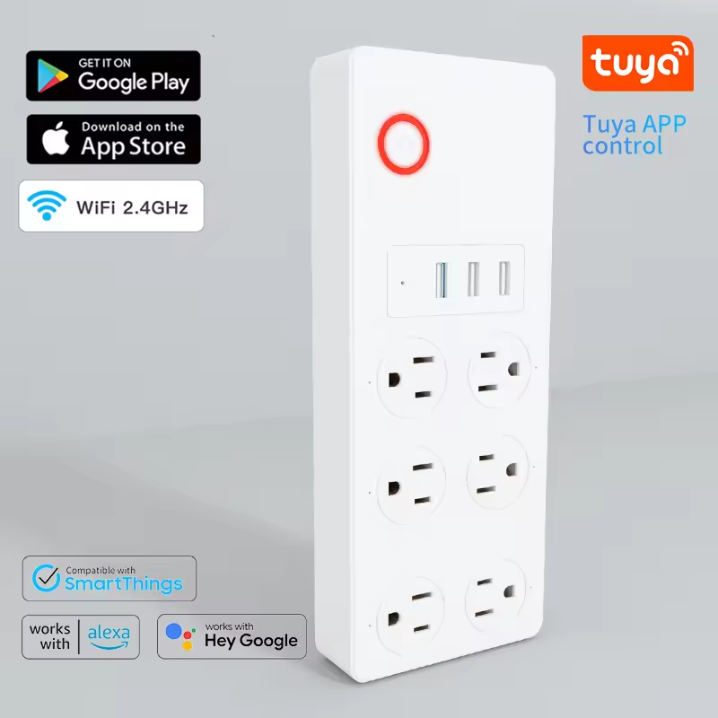 Power Strip Extension Cord with 3 4 5 6 Outlets Charging tuya smart socket uk with 1.5 2.3 meters long cord