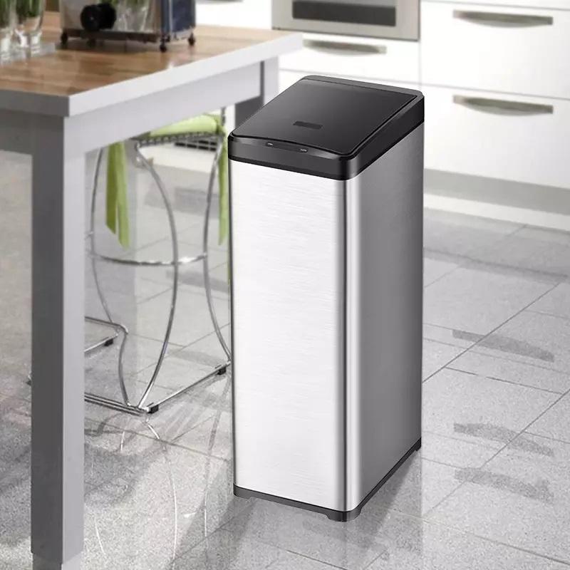 50L Stainless Steel Round Smart Sensor Rubbish Bin Automatic Toilet Waste Bin with Brush