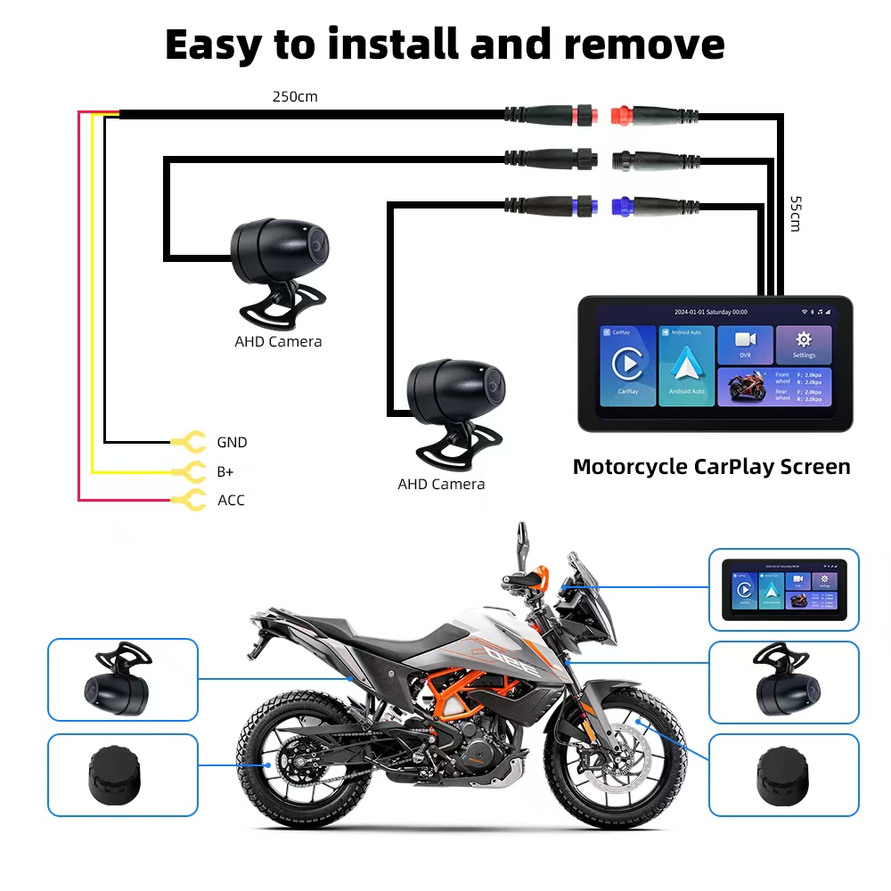 Portable Motor Navigator Wireless 4G Carplay Navigation 6.3 Inch Ips Touchscreen Androidauto Motorcycle Gps