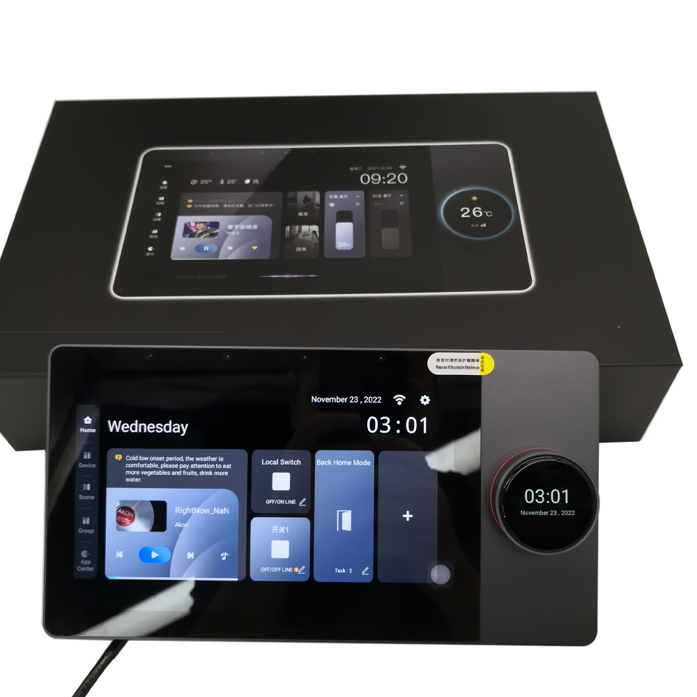 8 Inch 1280P Multifunction LCD Touch Screen Tuya Smart Home Central Control Panel with Knob Switch