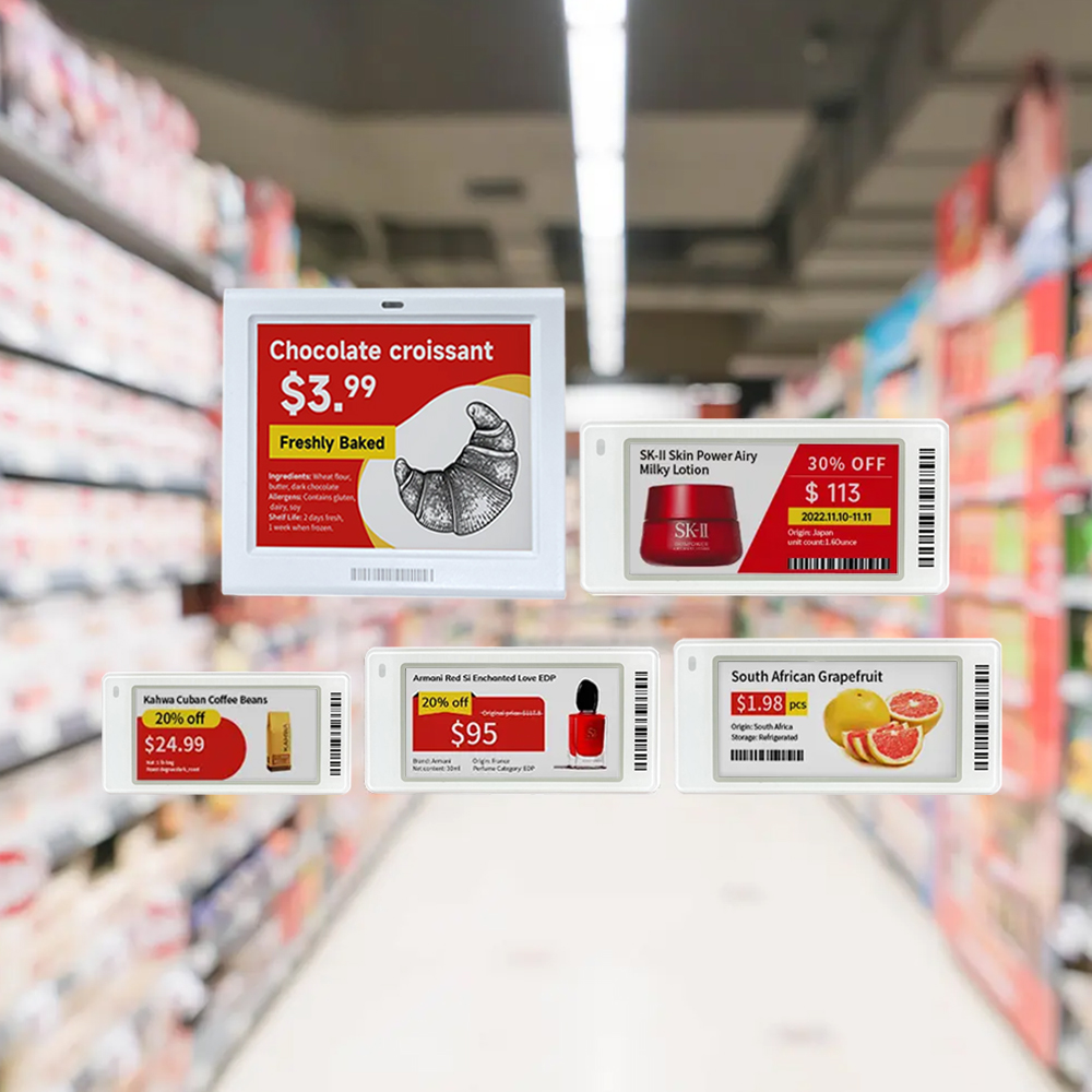 4-color E-ink Labels 2.13'' 2.66'' 2.9'' 4.2 inch Retail Solution ESL Electronic Shelf Label Price Tag Digital Shelf Talkers