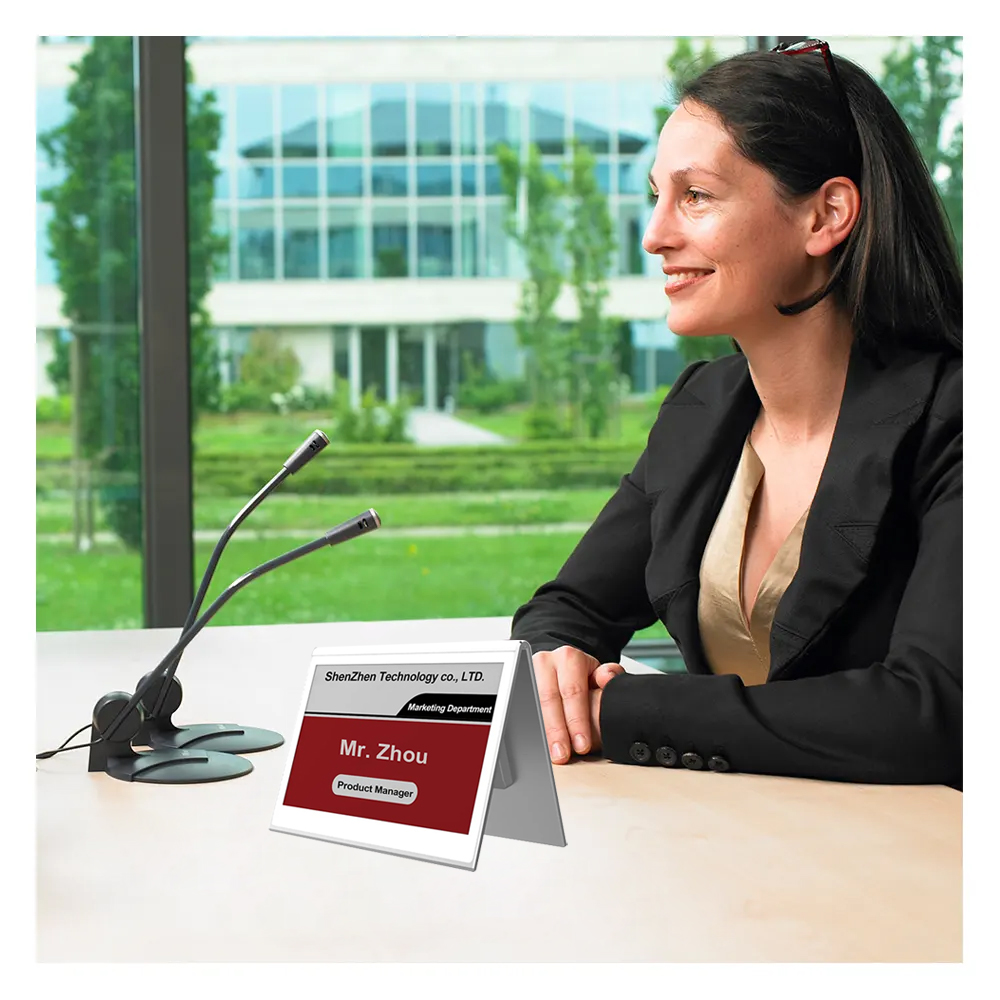 Highlight Smart Double-Sided Nfc Table Name Card 7.5 Inch Double Sided E Ink Nameplate Electronic Nameplate For Office Meeting