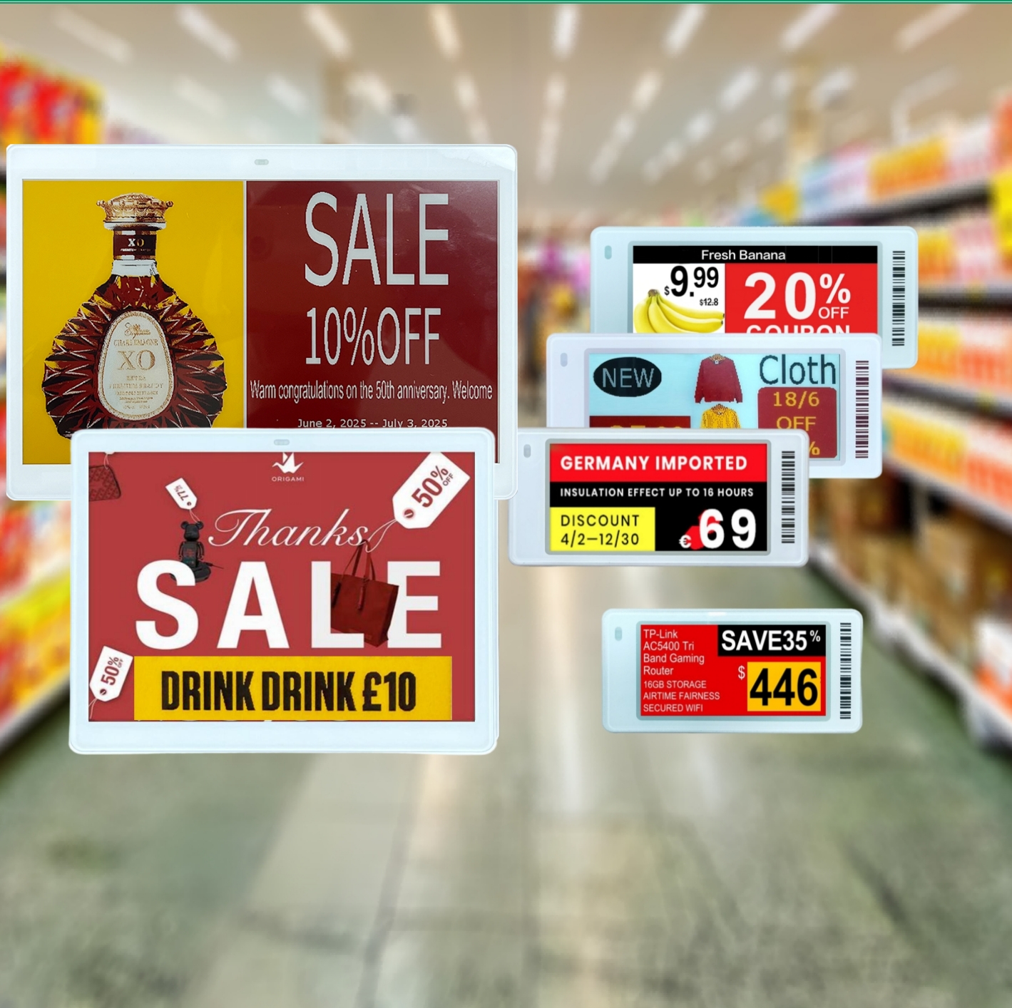Chain Stores Wireless Electronic Ink 5.8 Inch Smart Price Tag Nfc Esl Electronic Shelf Label 4 Color E-Ink Epaper E Ink Display