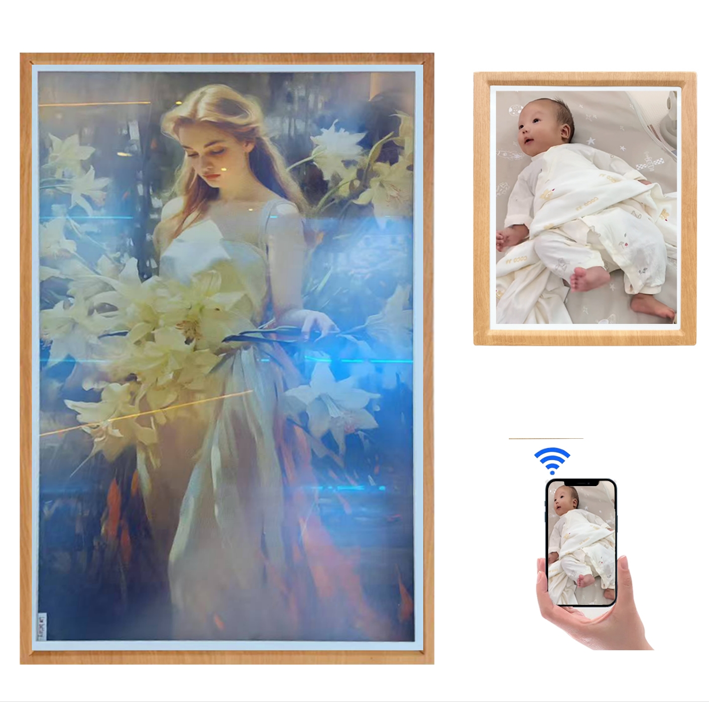 13.3" Color E Ink Display E6 Technology 1600*1200 Usb Wifi E Paper Display Wooden Frame, Ultra-Long Standby Eink Spectra 6