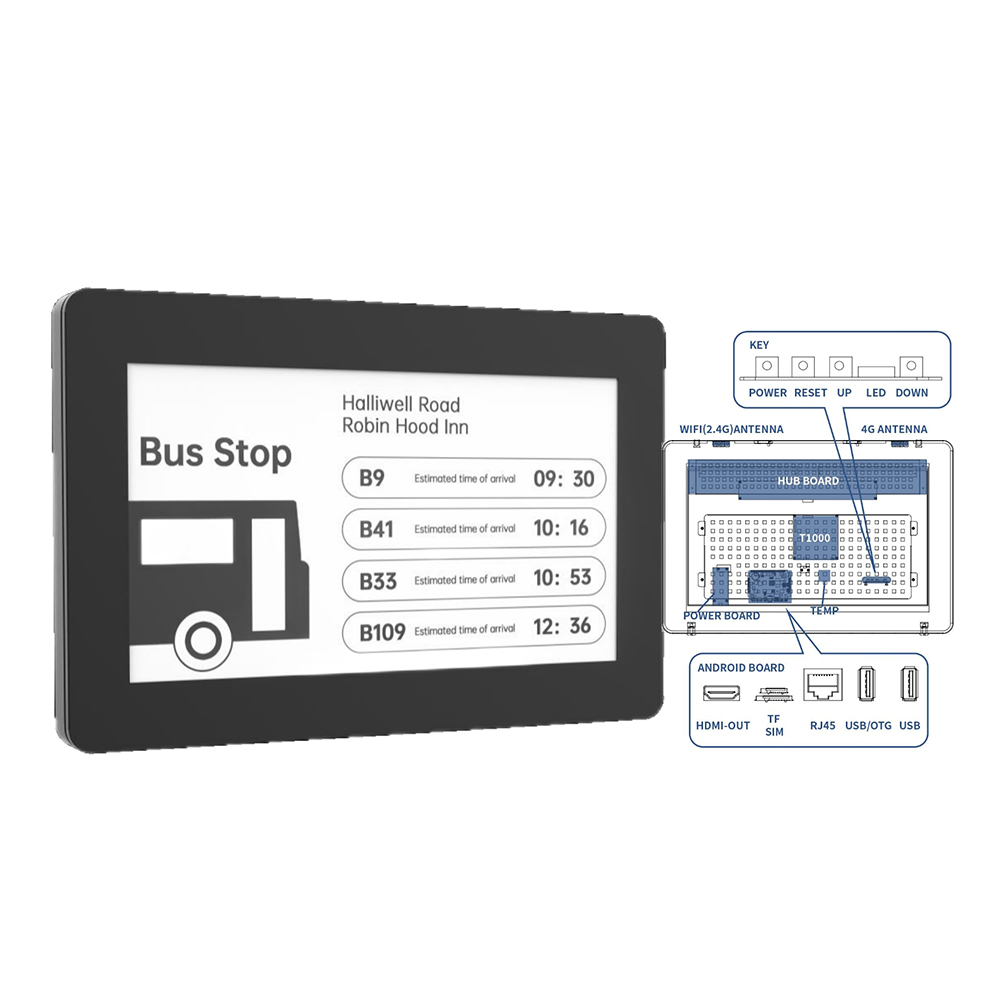 E-Ink Solar Power Ec 31.2 Bus Stop Digital Signage E Ink Display Panel Stop Sign Advertising Board For Bus Support Api & Sdk