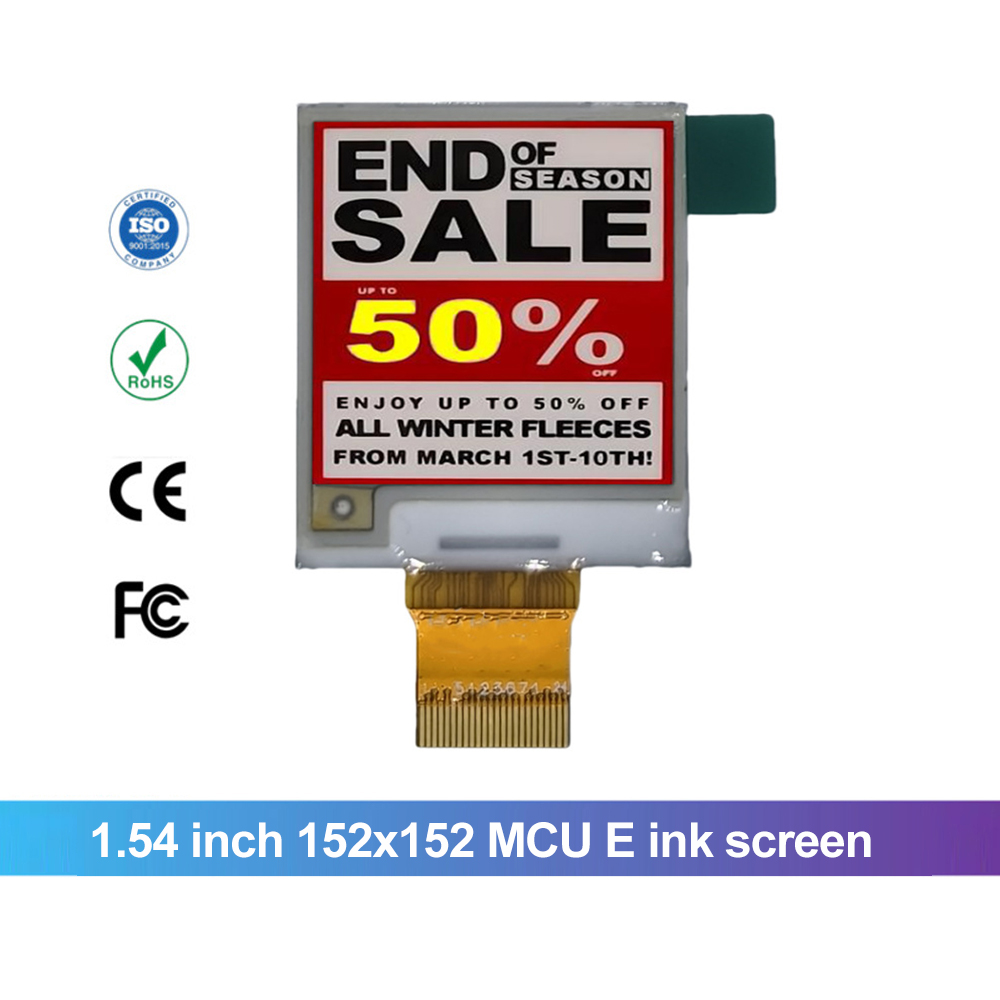 1.54&rdquo; 152x152 MCU E ink screen moduel e-ink paper display For E Ink Electronic Shelf Label (ESL) Display