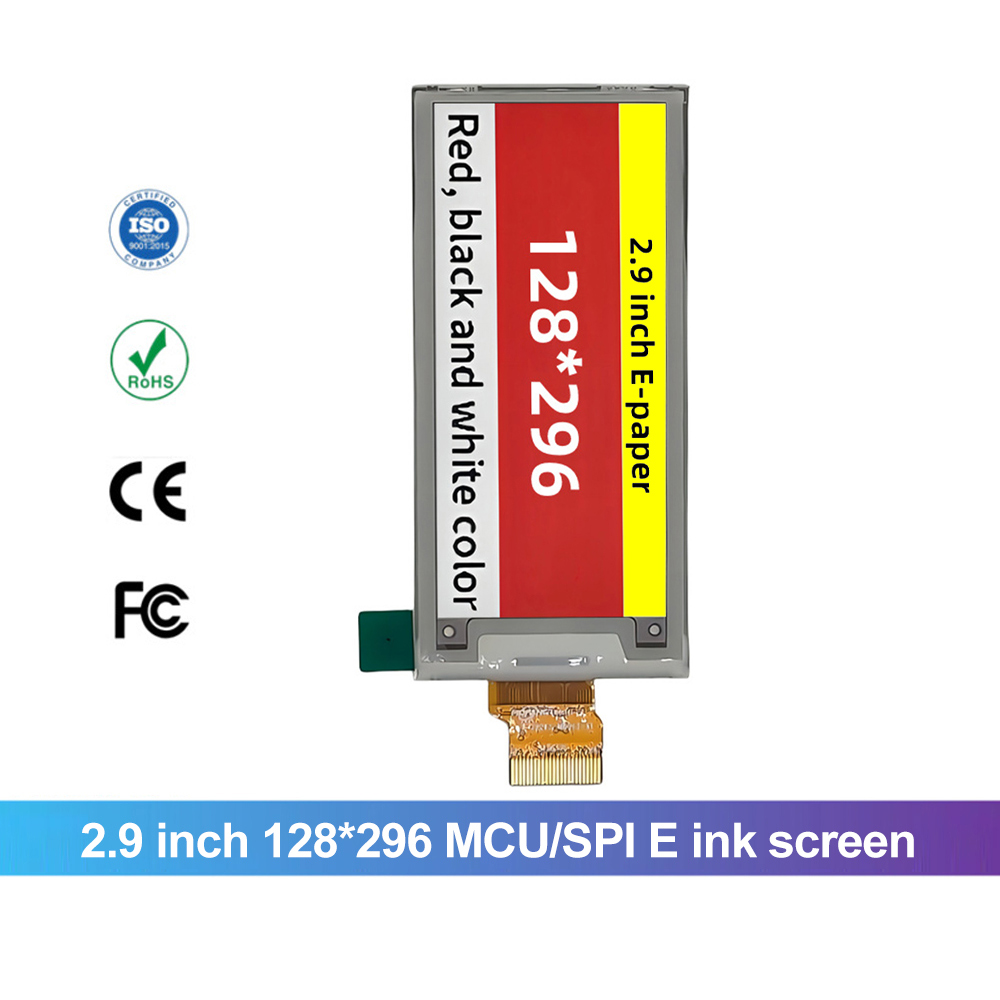 2.9 Inch 128X296 Mcu Spl E Ink Screen Black/White/Red/Yellow Color Epd Epaper Screen Shelf Label Electronic E-Ink Display Epaper Module