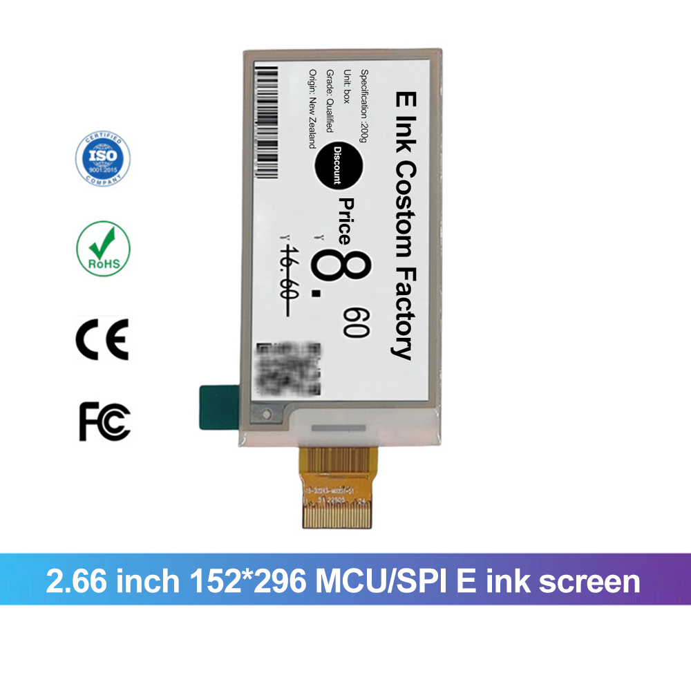 2.66 Inch 152X296 Mcu Spl E Ink Screen Black White E-Paper Eink Screen Module E-Ink Raw Display Panel Display For Supermarket