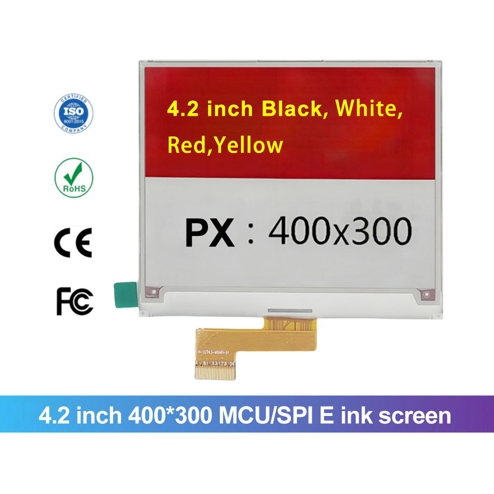 4.2 Inch 400X300 Mcu Spl E Paper Module Custom E Ink Display Screen 4 Color Black/White/Red/Yellow E Ink for Electronic Price Tag