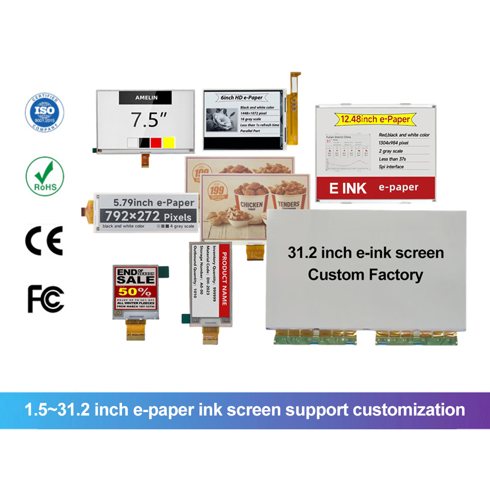 Custom Factory E Ink Pcb Module 0.97 1.54 2.13 2.66 2.9 3.5 3.7 3.97 4.2 5.83 10.2 13.3 21.3 31.2 Inch E-Paper Screen Panel 